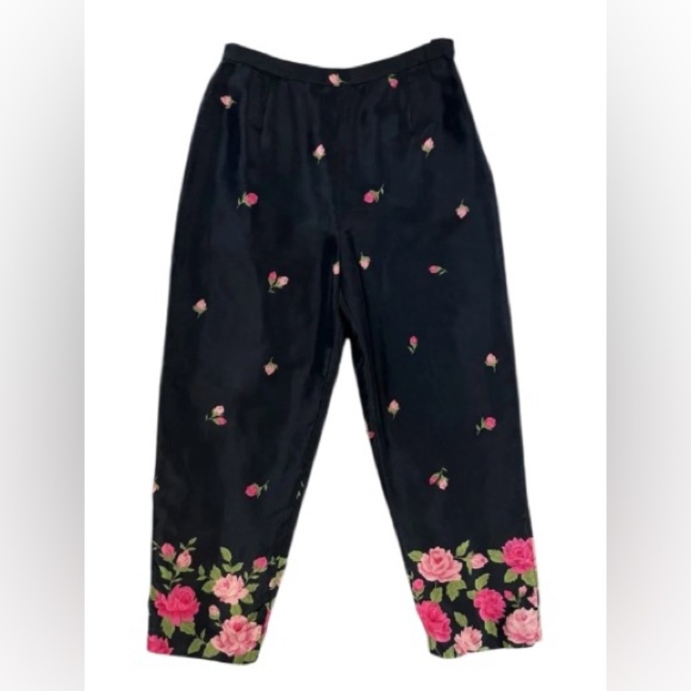 🌸TALBOTS 100% SILK FLORAL CAPRI !! ABSOLUTELY STUNNING PANTS! **RARE VTG** - Picture 11 of 11